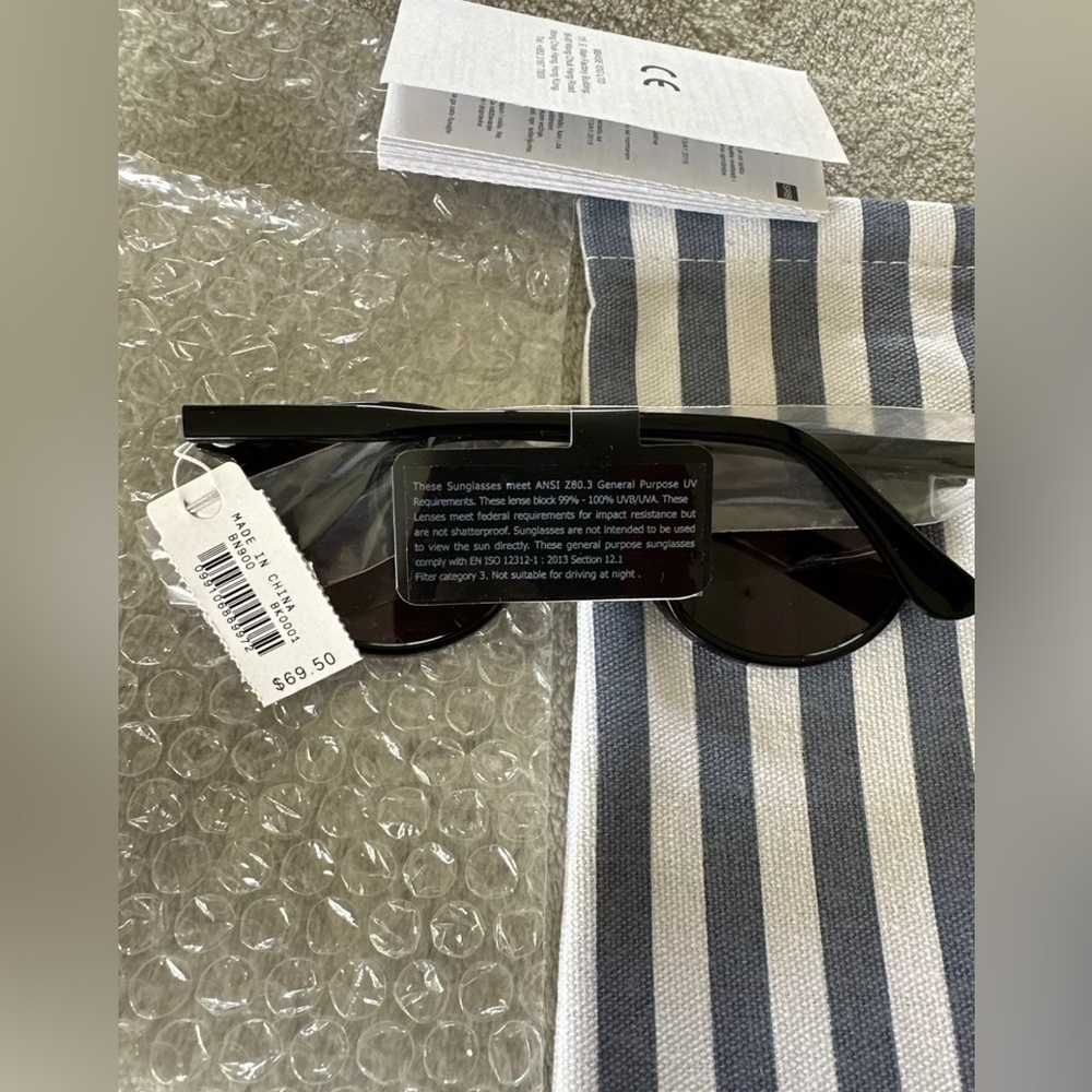 J. Crew NWT Lakeside Round Sunglasses - Black - Picture 4 of 4